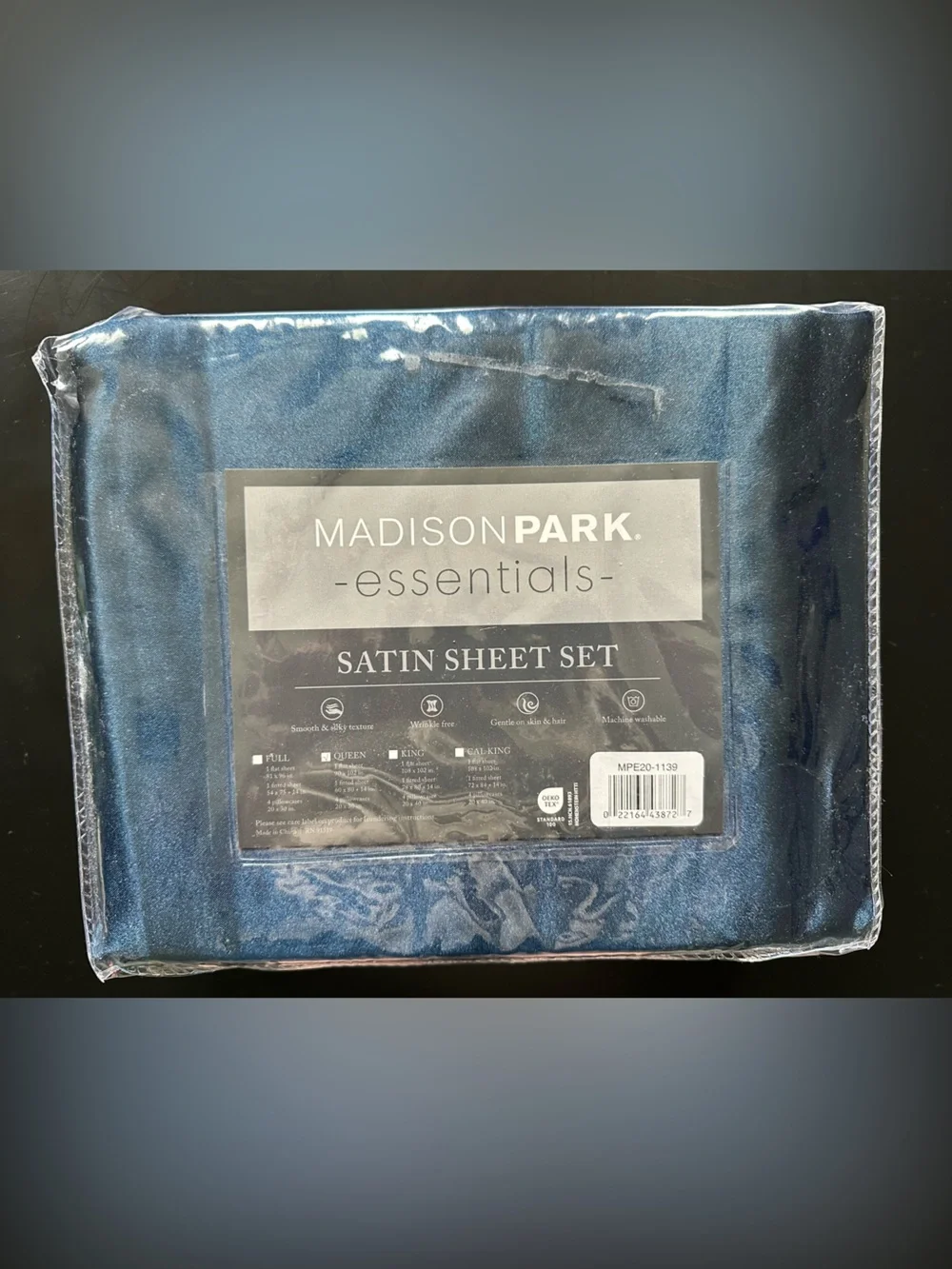 Madison Park Satin Sheet Set in Navy